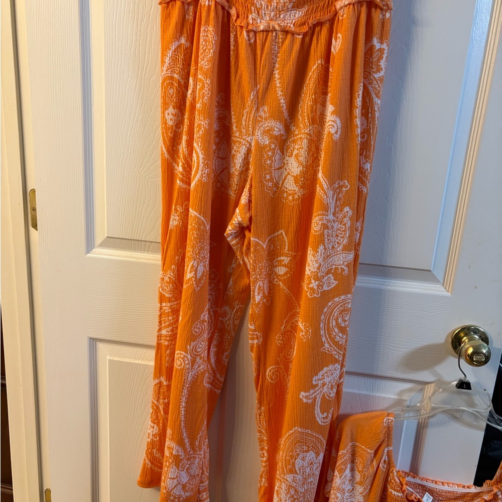 Cato Orange and White Smocked Paisley Blouse - Picture 6 of 9